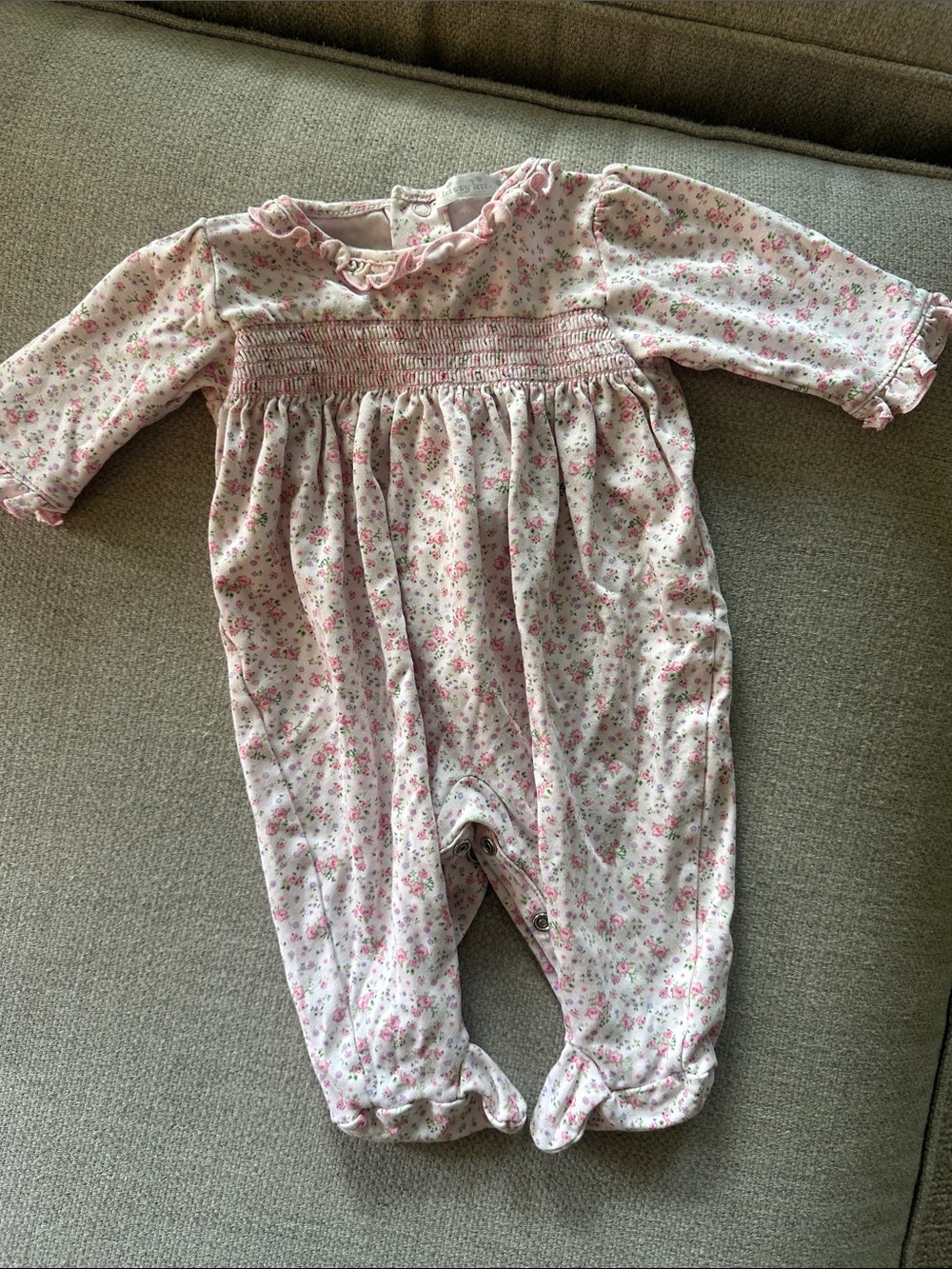 Kissy Kissy Pink Floral Smocked Footie